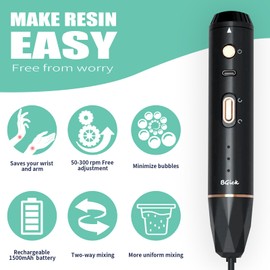Upgraded Resin Mixer, Handheld Rechargeable Mixer with Minimizing Bubbles,Epoxy Resin Mixer for Resin, Silicone Mixing, Resin Molds, DIY Crafts (Included 4 pcs Paddles) (Black)