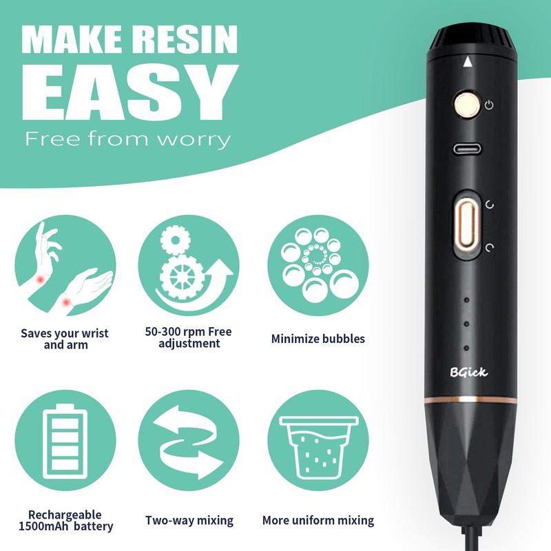 Upgraded Resin Mixer, Handheld Rechargeable Mixer with Minimizing Bubbles,Epoxy Resin
