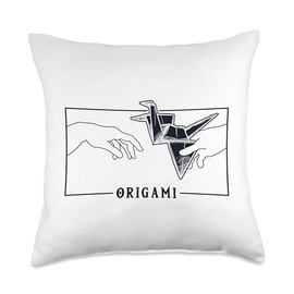Easy Best Origami Crane Paper Gifts For Beginners Michelangelo Creation of Adam Folding Owl Origami Throw Pillow, 18x18, Multicolor