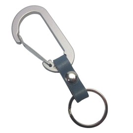 High Style Key Holder, Tochigi Leather & Lightweight Aluminum Carabiner, Base Grade Type Key Holder, multicolor (gray / navy)