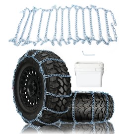 SCITOO Snow Chains For Car Pickup Trucks SUV,Quick Easy Installation Tire Traction Chain,Adjustable Universal Emergency Anti-Skid Thickening Tire Chains Width 255 265 275 285(16" 17" 18" 20")-Set of 2