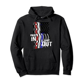 Police Fire EMS First Responder American Flag Pullover Hoodie