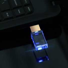 USB Flash Drive64GB 2.0 Flash Memory with Blue Light Crystal Glass Fashionable Crystal Stone Cute Small Compact Portable Waterproof Dustproof Memory Stick USB Pendrive Rectangle Shape Gold