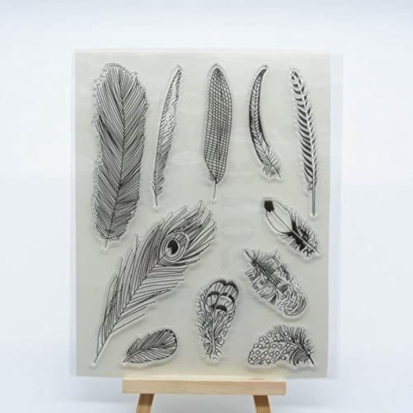WooYangFun Joyful Home 1pc Feather Background DIY Rubber Clear Stamp