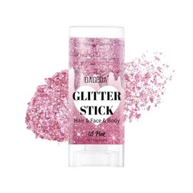 DAGEDA Pink Body Glitter Stick,Sparkly Face Glitter Makeup,Holographic Hair Glitters Mermaid Makeup Rave Outfits for Women, Shimmer Face Paint Stick Singer Concert Accessories