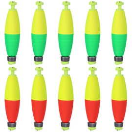 YUXMU 10 pcs Weighted Fishing Bobbers, 2.6Inch Colorful EVA Foam Floats Snap-On Spring Floats Fishing Corks Kit for Crappie Panfish Trout Bass Catfish