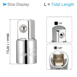 CoCud Impact Socket Adapter, 3/8"F To 1/2"M, CR-V Square Drive Reducer - (Applications: for Impact Driver Wrench)