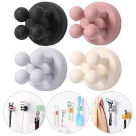 iBetterLife Good Grips Razor Holder - 4Pcs Silicone Toothbrush Holders for Shower Wall Mounted Self Adhesive Cute Dorm Room Bathroom Kitchen Organizer Storage Hook for Hanging Loofah Towel Tooth Brush