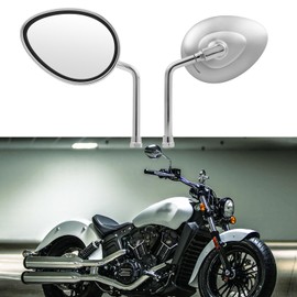 DREAMIZER Motorcycle Mirrors Universal 8MM 10MM Handlebar Rear View Side Mirrors Chrome Oval Shape Side Mirrors Compatible with Honda Kawasaki Suzuki Aprilia Street Bike Cruiser Scooter