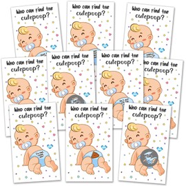 40 Baby Shower Scratch Off Game Cards, Cute Boy Poopie Scratch Off Lottery Tickets Baby Shower Party Games Funny Party Icebreak Game Ideas for Baby Shower Who Got Poopie, White