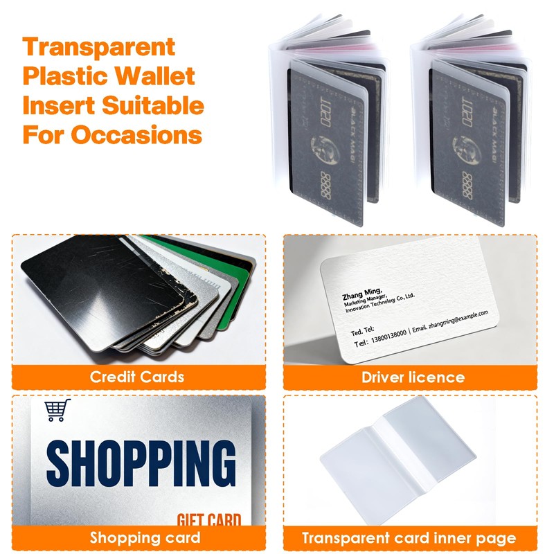 5 Packs Plastic Wallet Insert, Clear Credit Card Holder Wallet