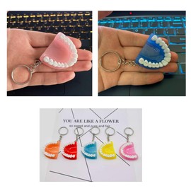 airgoesin 12pcs Resin Tooth Jaw Keychains Adorable Hanging Ornament Dental Key Rings Gifts Pendant Key Chain for Bag Car Decors, Assorted, Small
