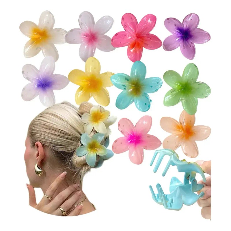 18pz Pinzas Para Pelo Con Forma De Flor De Plumeria