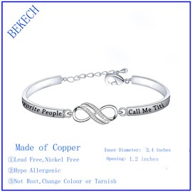BEKECH Titi Aunt Gift My Favorite People Call Me Titi Infinity Bracelet Mother’s Day Jewelry from Niece Nephew Spanish Auntie (Titi SILVER)