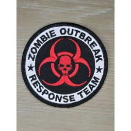 Unbranded ZOMBIE OUTBREAK RESPONSE TEAM BIOHAZARD SKULL TACTICAL SWAT RED IRON ON PATCH
