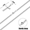 Fiusem Silver Tone Cross Necklace for Men, Beveled Edge Trapezoid