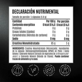 Birdman Creatina Monohidratada Vegana 125 Cápsulas 25 Servs