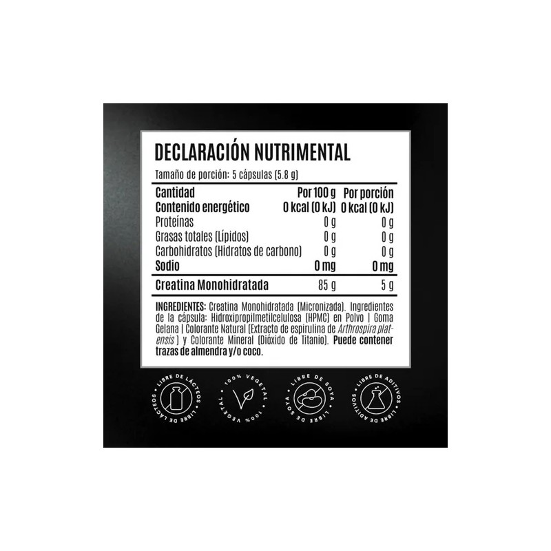 Birdman Creatina Monohidratada Vegana 125 Cápsulas 25 Servs