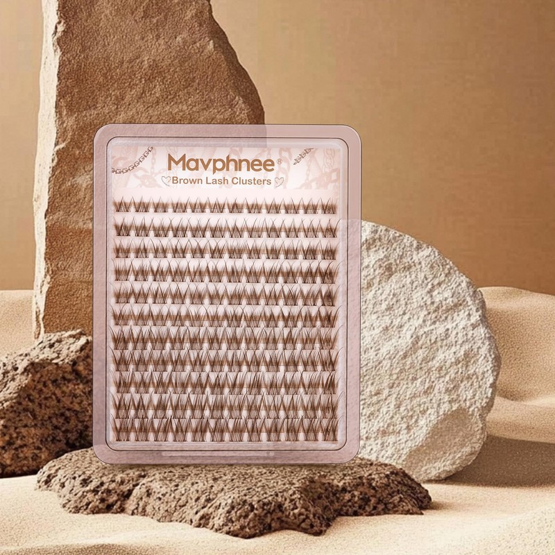 Mavphnee Brown Eyelash Clusters Wispy Lash Extension Cluster Natural Individual
