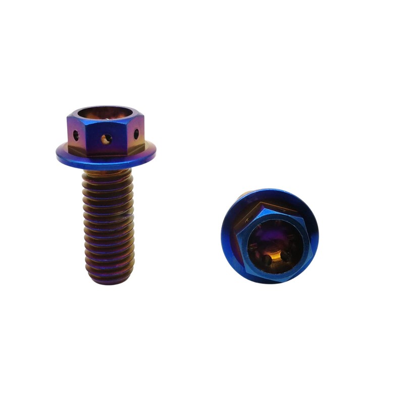 RISON Titanium Bolts Titanium Flange Hex Head Bolts Burnt Blue