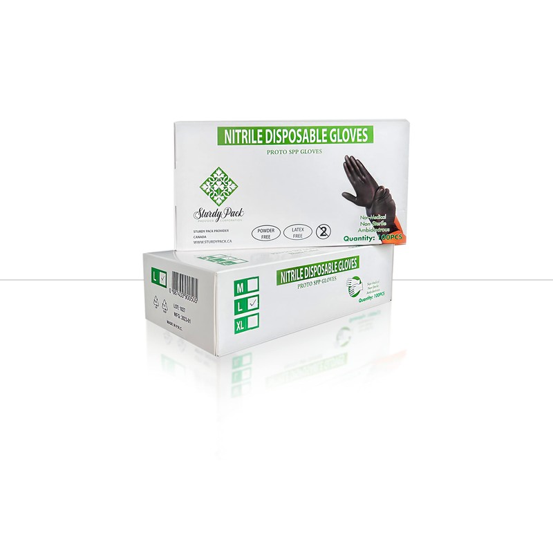 [100 Count]Heavy Duty(6mil) Disposable Black Nitrile Gloves (M, L, XL)-