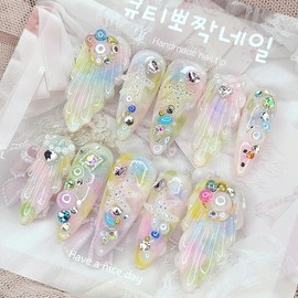 Pearl shell handmade nail tips - water drop / 진주조개 수제네일팁 - 물방울