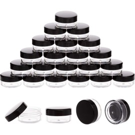 3 Gram Sample Containers with Lids, 25 Pack Mini Cosmetic Containers, BPA Free Black Sample Jars for Makeup, Lotion, Eye Shadow, Powder, and Lip Balms