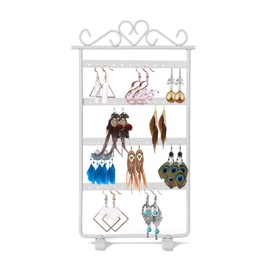 Ysmorla 1 Piece Jewellery Stand, Earring Holder, 46 Holes Earring Stand, 4 Animal Metal Earring Organiser, Jewellery Holder, Stud Holder Organiser Display for Stud Earrings, Earrings (White) (Y048)