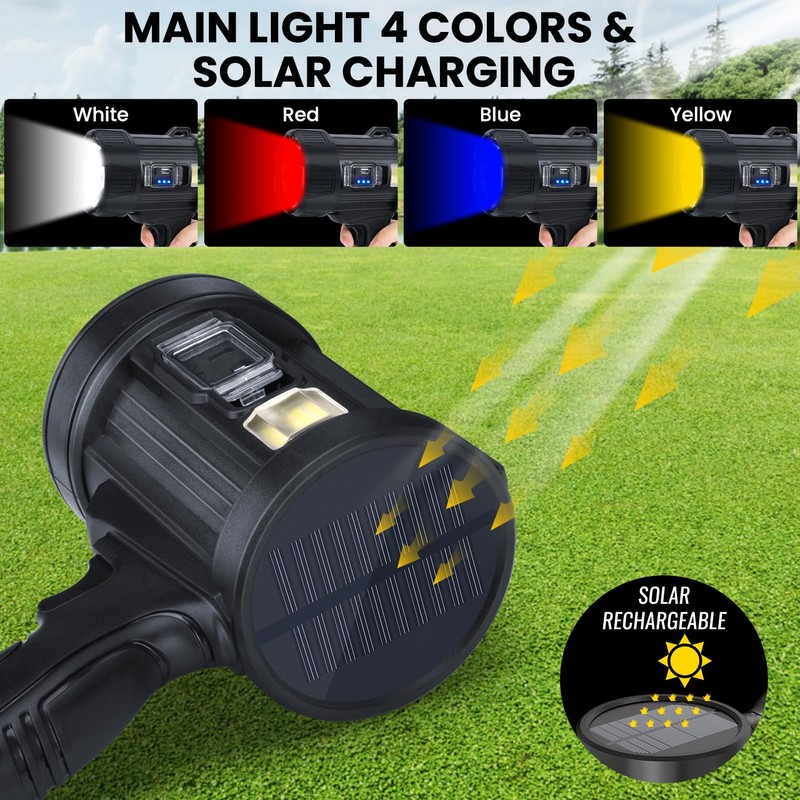 BERCOL Rechargeable Spotlight,2000000 LM Super Bright Handheld Spot Light LED