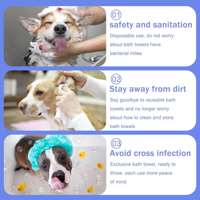 Disposable Pet Bath Towel,10 PCS Portable Pet Grooming Towels,19.6 x