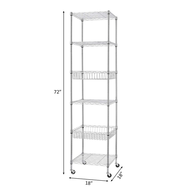 Finnhomy Heavy Duty 6 Tier Wire Shelving Unit with Wheels