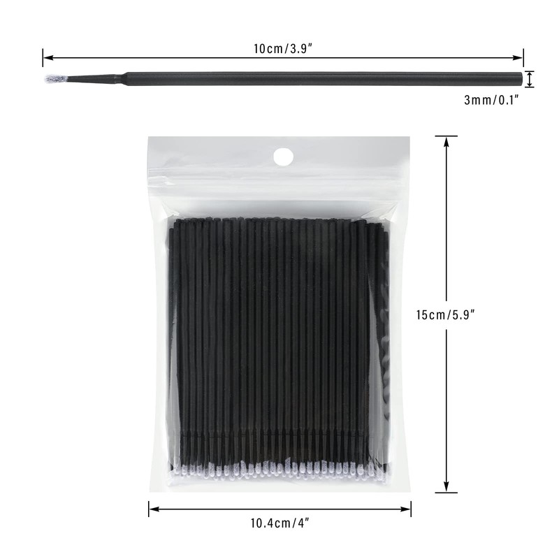 G2PLUS Micro Swabs - 100pcs Cotton Swabs for Makeup, Black
