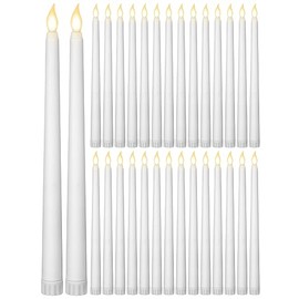 36 Velas Cónicas sin Llama 11 Pulgadas Luces de Velas Parpadeantes Velas LED de Imitación Velas a Pilas Velas Falsas Eléctricas para Navidad Halloween Cumpleaños Suministros Fiestas Bodas (Blanco)