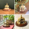 Elegant Brass Reception Desk Bell with Wooden Base – Ideal