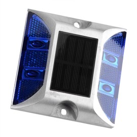 Emoshayoga 4 LED Solar Power Lamp Aluminium Alloy Pathway Lamp Waterproof Driveway Light with Automatic Charging Design for Lighting Road Driveway Pathway Yard (Blue)