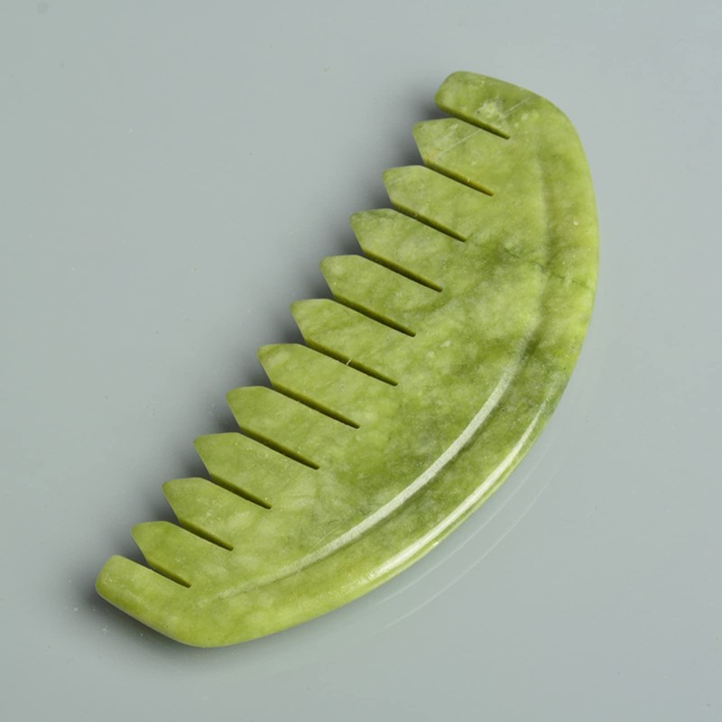 TEONEI Jade Head Comb Massage,Natural Jade Stone Head Therapy Massage