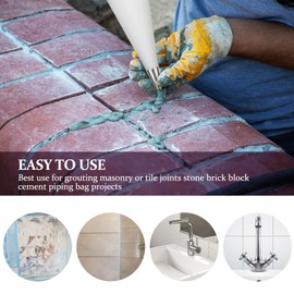 6 Pcs Masonry Grout Bag with 6 Pcs 2 Sizes Tips 11.22 x 22 Inch Tile Grout Masonry Mortar Bags Grout Bag for Tile Heavy Duty Tear Resistant Puncture Tip Cement Sealer Bag for Tile Installation Work