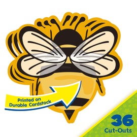 Eureka Bumble Bee Paper Cut-Out Classroom Decorations for Teachers, 36 Pieces