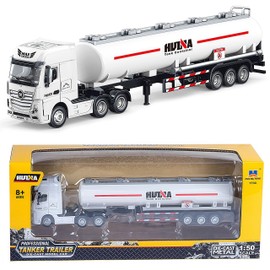 Gemini&Genius Oil Tanker Trailer Toy, Heavy Duty Realistic Look Alloy Hauler Car Toys Vehicle, 1:50 Scale Diecast Tanker Truck, Toy Trucks for Kids (Detachable)