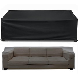 Likorlove Outdoor Couch Cover Waterproof, 78" Wx 33" Dx 32" H Patio Furniture Covers Waterproof, Windproof 2-Seater Sofa Cover Heavy Duty with Air Vent and Handles for Lawn, Backyard Deck, Black