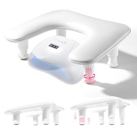 Reposabrazos para Uñas, Mesa para Uñas con 4 Soportes Ajustable, Cojín PU Cuero, Muestrario Uñas en Forma de U, Se Adapta al Salón Manicura y al Brico
