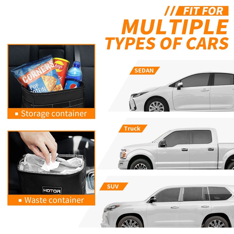 HOTOR Car Bin, Leak-Proof Car Bin for Tidy Use, Foldable