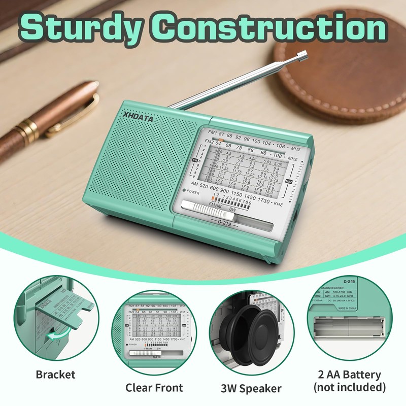 XHDATA D219 Radios Portable Am Fm with Strong Reception Compact