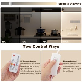 MY BEAUTY LIGHT Bright Silicone LED Under Cabinet Lights, 3.8ft Plug-in 4000K 950lm Warm White Dimmable Under Cabinet Lighting Strip with RF Remote for Kitchen, Under Counter, Bedroom, Bathroom Decor