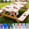 Picnic Table Cover with Bench Covers Vinyl Elastic Edges Fitted