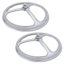 Octane Lighting 5.75" 5-3/4" Metal Chrome Tri Bar Lucas w/Bullet Spike Headlight Lamp Cover Pair - For H5006 H5001 4000 5001 Car Truck Motorcycle (2)