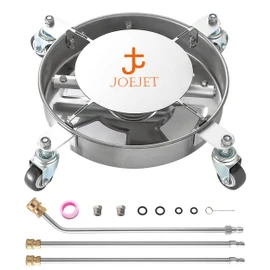 JOEJET Undercarriage Pressure Washer Attachment, Undercarriage Cleaner with 4 Wheels, 14 Inch Under Car Washer, 3 Power Washer Extension Wands, 4000 PSI