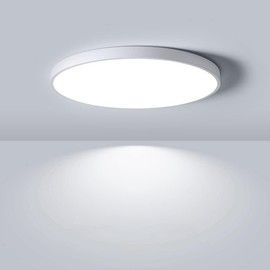 LightingWill 8.9 Inch LED Flush Mount Ceiling Light Fixture, 5000K Daylight White,1800LM, 18W, Flat Modern Round Lighting Fixture, 180W Equivalent White Ceiling Lamp for Kitchens, Bedrooms.etc.