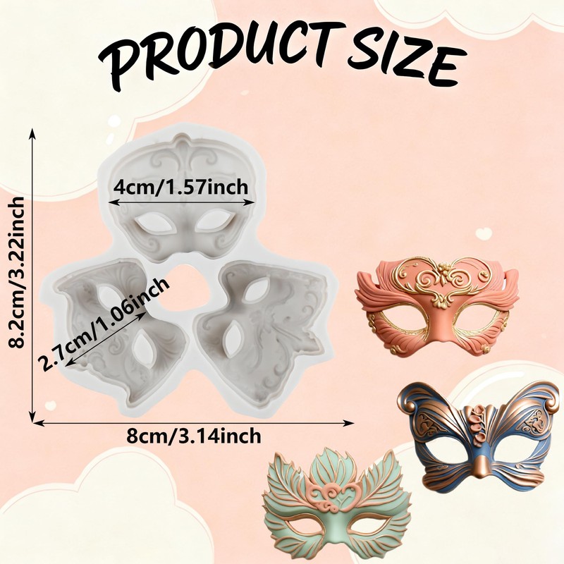 Masquerade Mask Polymer Clay Molds Dance Party Mask Silicone Mold