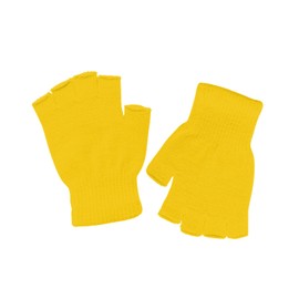 DOOVID Fingerless Gloves Winter Knit Warm Gloves for Women Men Stretch Mittens Half Finger Gloves, Yellow, One Size